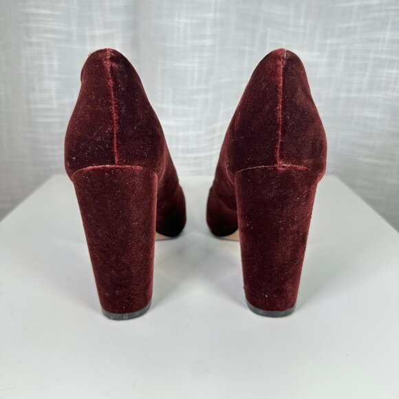 Jessica Simpson Burgundy Tanysha Velvet Block-Heel Point Toe Pumps 8 - Picture 7 of 14